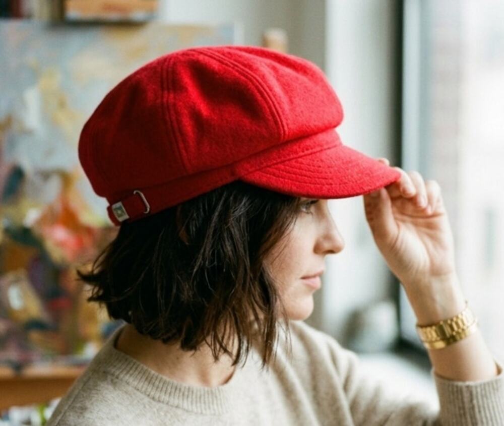Betmar New York Red Newsboy Cap Baker Boy Hat Satin Lined Adjustable